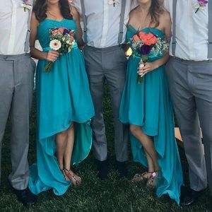 Formal Teal High-Low Dress